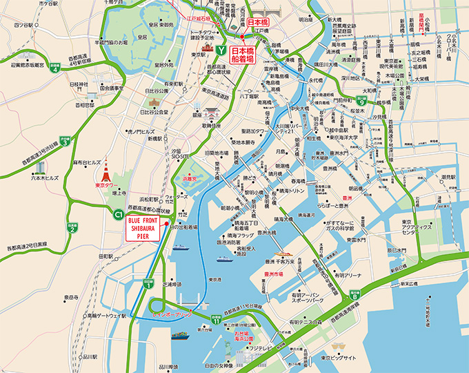 日本橋発BLUE FRONT SHIBAURA(BFS着)着お台場花火クルーズ)